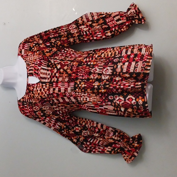 Philosophy size 2X women's colorful geometric print blouse with long sleeves. - Picture 1 of 16